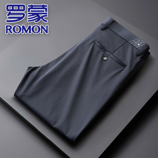Romon High-End großgröße Ice Seidenhose Herren Sommerfette Casual Hosen lose plus Fett plus elastisches Geschäft Bügelhosen LZ9930 Black 40