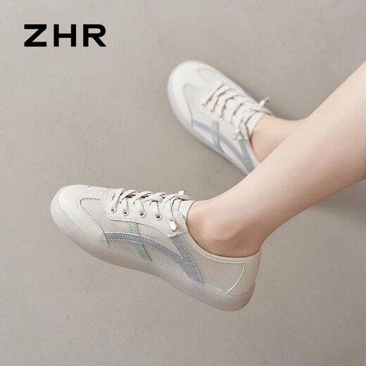 Chaussures de planche zhr pour femmes Chaussures décontractées d'été pour femmes Mesh chaussures plates respirantes Simple Sports Chaussures pour femmes Commu au riz polyvalent Gray 37