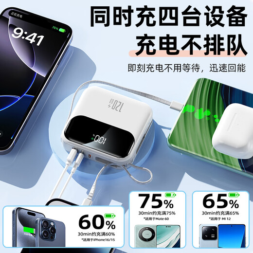 Elafo National 3C Certification Best-selling 100W on the whole network丨Can be used on airplanes and high-speed trains Super fast charging comes with a wired power bank Large capacity compact mobile power supply Suitable for Apple and Xiaomi Gradient color Top version + 5.0 Super Flash Charge + New 3C certification 3C certification / same-day and next-day delivery Recommended top version