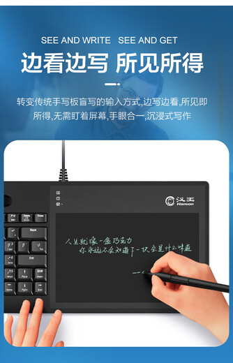Hanvon Smart-Tastatur, visuelle Handschrift, Tablet-Computer, treiberfrei, elektromagnetischer Bildschirmschreibblock, Eingabe für ältere Menschen, Online-Unterricht, Standard, 51,7 x 18,4 cm