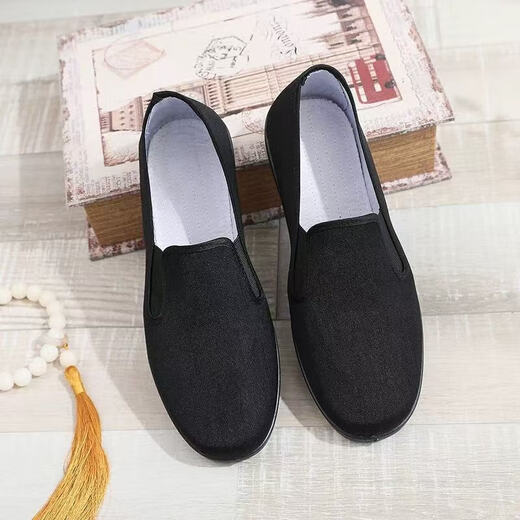 
Old Beijing cloth shoes men's shoes traditional thousand-layer sole breathable casual shoes one foot soft sole comfortable driving shoes work shoes black--all black sole cloth shoes 42
