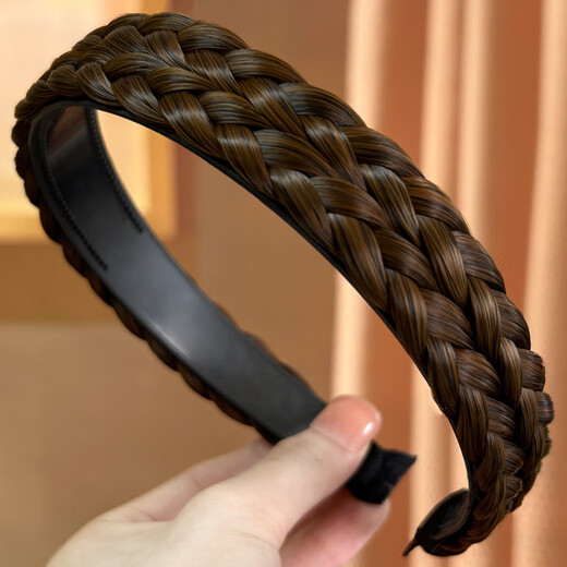 Shijun (SHIJUN) headband headwear for women high-end 2025 new wig hairband pressed hairpin hair bundle twist braid hair hole fish 02# black brown