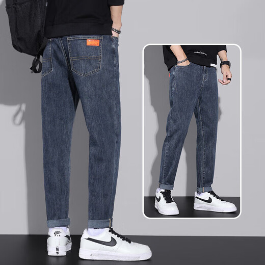 Pang Donglai DL2025 Spring New Men's Super Soft Xinjiang Algodón Blue Jeans Conical Slim Legs recto 6621 Azul + 6621 Negro Regular Estilo normal 10xl 34 (160) Nota de tamaño