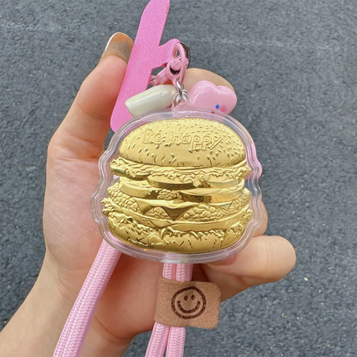 黄金薯条钥匙扣手机挂件足金20mg毫克LV包包/奶茶手机链包包挂件车挂饰送女友礼物公主请发财 公主请发财挂饰