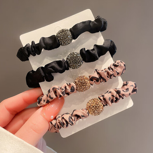 Korean high-end headband 2025 new exquisite large intestine hair band rubber band women's ponytail ball headband leather case hair band 4 pack