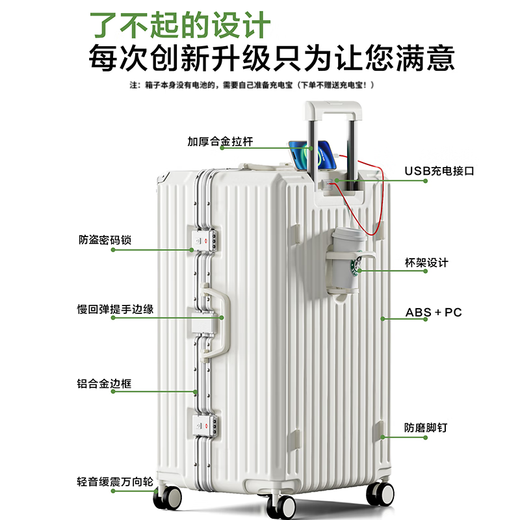 Huatong Gran capacidad Malima de 28 pulgadas de 28 pulgadas Marco de aluminio multifuncional El cuadro de contraseña de alumno 37 Abierto en la maleta Sky y duradero Sky Black-Hook + Cup Suporter + Puerto de carga 36 pulgadas [Necesidad de registrarse] Estudiar en el extranjero, mudarse a casa, mudarse a casa
