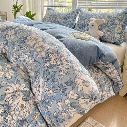 Internet celebrity style student dormitory cotton quilt cover single piece four seasons new pure cotton double quilt cover single bedding autumn Yaxi blue cotton comfortable and skin-friendly 180*220cm quilt cover + pillowcase pair