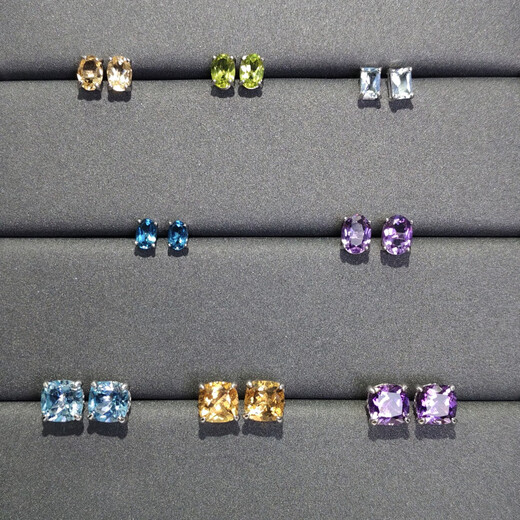 DRJEFUN natural colored gemstone crystal earrings, four-claw earrings, simple and elegant gift for best friend and girlfriend 4.3 7 Tanzanite (main stone about 3.5mm)