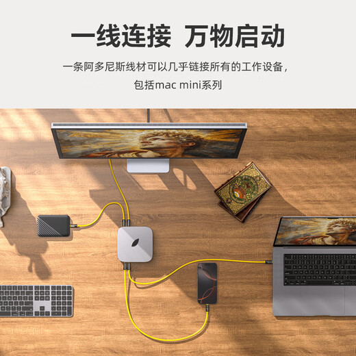 Aohi奥海阿多尼斯USB4 2.0快充数据线PD240W全功能120Gbps传输双typec高清8K视频显示投屏扩展坞