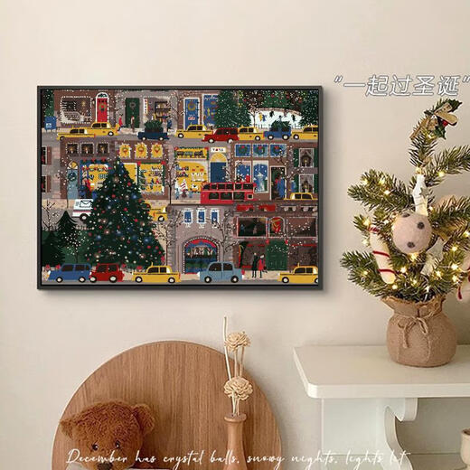 
He Jiagong galison winter light Christmas digital oil painting DIY fill coloring hand-painted acrylic oil painting decorative hanging painting qx15841 30*40cm thick solid wood inner frame