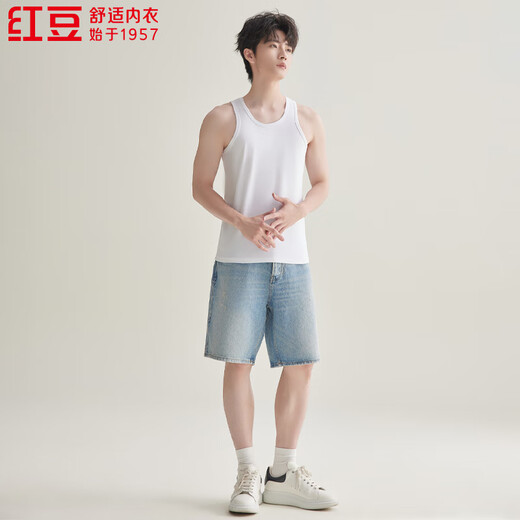 红豆背心男士纯色柔棉无袖打底衫男棉氨圆领透气运动汗衫