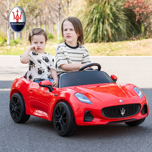 Xingchenhao Maserati children's electric car four-wheel car can seat two children's baby toy car four-wheel drive remote control car paint wine red four-wheel drive + swing + leather seat + soft wheel self-driving remote control + double seat