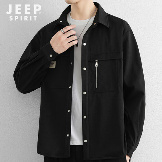 JEEP SPIRIT吉普衬衫男长袖秋季休闲工装外套男宽松百搭夹克上衣新款男装