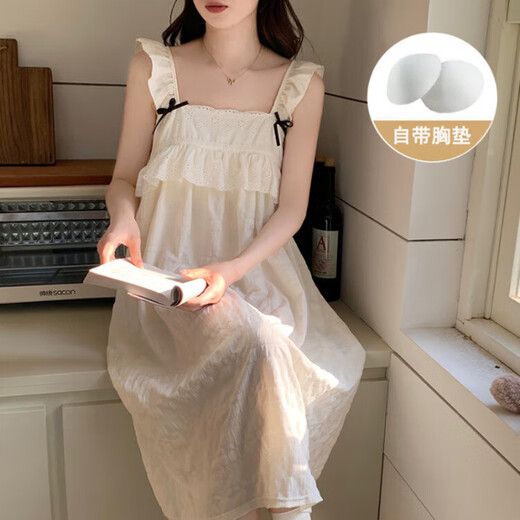 Camisón de manga corta con algodón de algodón de algodón de algodón de color sólido para mujeres en verano estilo dulce princesa suelto y se puede usar fuera de ropa casera y671# albaricoque xl