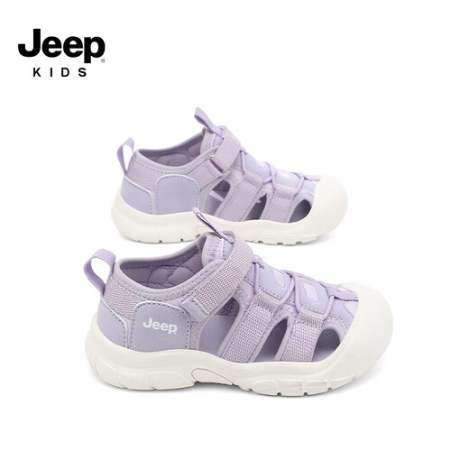 Jeep children's sandals, outdoor boys' breathable river-tracing shoes, 2025 summer new girls' non-slip toe beach shoes, purple 29, inner length of the shoes is about 17.6cm