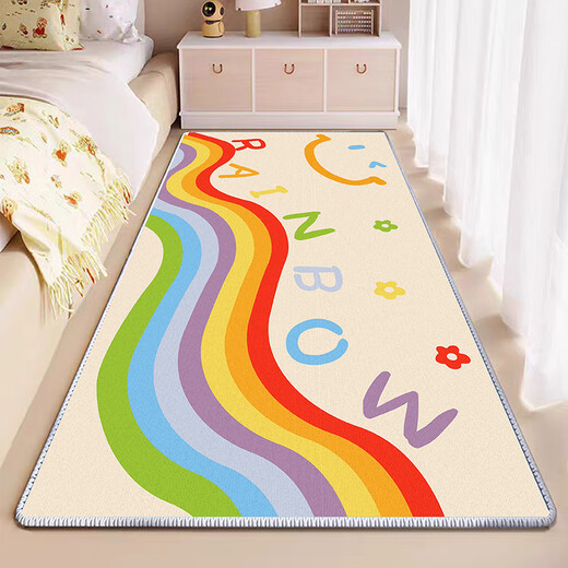 KAYE bedroom bedside blanket before getting out of bed household four-season universal tatami bay window balcony mat cute cartoon carpet SJR-K curve rainbow 60X160cm