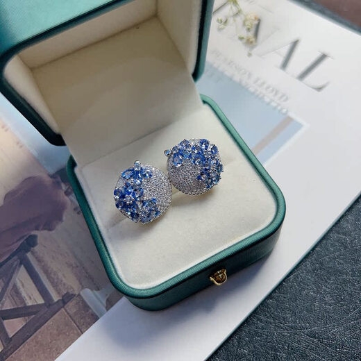 Piaohe S925 silver inlaid tanzanite pendant earrings and ring set disc garden luxurious and elegant gift for girlfriend S925 inlaid tanzanite earrings