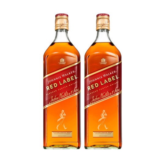 尊尼获加（JOHNNIE WALKER） 金方/蓝牌/红牌 洋酒 调和型威士忌 尊尼获加红牌 1000mL 2瓶 裸瓶有码