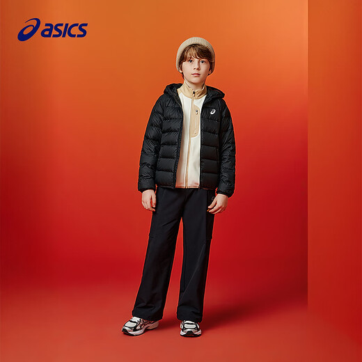 ASICS Kinderkleidung 25 Jahre Winter Kinderweiche und komfortable dreidsichere leichte und dünne warme Jacke [hohe Ladung] Schwarze Sauberkeit 1000 Meter down 170 Füllung 109,2g