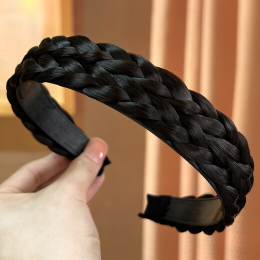 Shijun (SHIJUN) headband headwear for women high-end 2025 new wig hairband pressed hairpin hair bundle twist braid hair hole fish 02# black brown