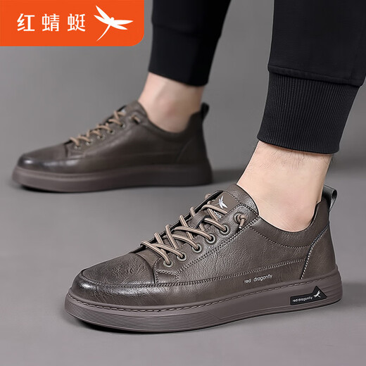 Red Dragonfly Men's Shoes Autumn New Fashion Genuine Leather Shoes Trendy Versatile Sports Casual Shoes Men's Slip-on Breathable Leather Shoes C02251667 Black 40 Standard Leather Shoe Size - Such as sports shoes wearing 41 and shooting 40