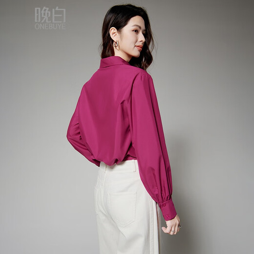 Late White New Product 2025 Autumn Style Skin Friendly Shirt Light Mature Fashion Modal Age Reducing Lapel Shirt for Women Raspberry Red L
