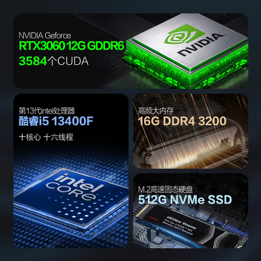 Changxiao e-sports gaming desktop computer host designer complete set (12th generation Core i5 12400F 16G+512G RTX3060 12G) 20% national subsidy