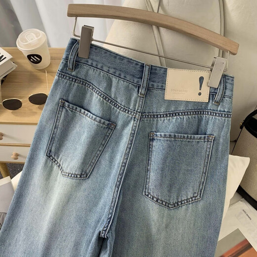 Ttpmer2025 tiansi laiseer sommer dünne schmale Version Weitbein-Jeans helle Farbe gerade und lockeres Drapieren Eis 9901# Tiansi Hosen, Höhe unter 162 xs empfohlen 80-90jin [Jin gleich 0,5 kg]