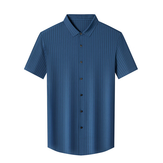 Runnbei High-End-Marken-Männer kurzärmelig gestreiftes Hemd Summer Solid Color Shirt Business Professional Formale Kee G15565 Pine Green M 165_