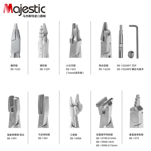 口腔正畸钳细丝弓丝弯制钳子末端回弯牙医技工钳牙科工具器械材料 弓丝弯制钳DE-1391