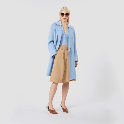 MaxMara 2025早秋新品女装V领短袖针织毛衣6366045106 浅蓝色 M