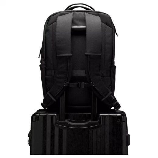 lululemon露露乐蒙Double-Zip22L拉链开合休闲百搭双肩包男女同款 黑色拼横纹灰