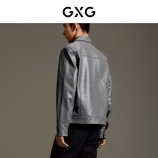 GXG Herrenkleidung, gleiche komfortable Schaffelllederjacke im Einkaufszentrum, neu 2023 Herbst Gex11214383 Gray M.
