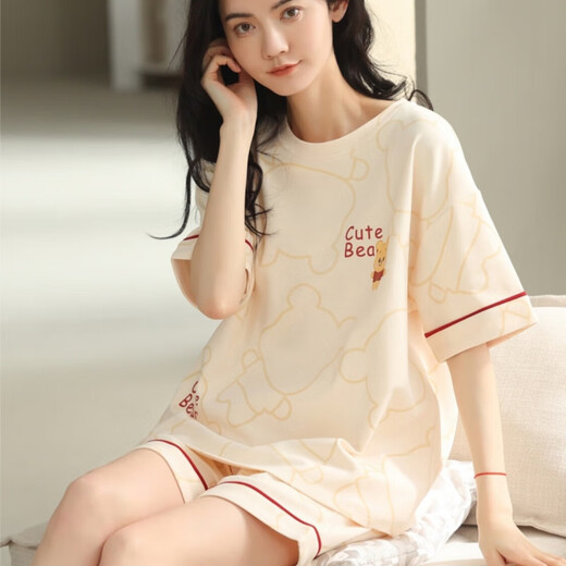 
G LUXOME pajamas for women, summer pure cotton shorts, sweet and thin casual student home clothing set YX7505 9855 M [Recommended 80-100Jin [Jin equals 0.5 kg] wear]