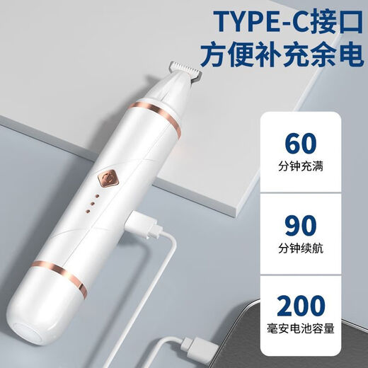 Cat and dog foot shaving and nail polishing tool, foot clipper for shaving eye circumference and local trimming and polishing, two-in-one, starlight silver, spare blade + USB cable