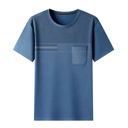 MRJEYSXS summer loose round neck half-sleeved shirt daddy top short-sleeved T-shirt middle-aged and elderly pocket ice silk quick-drying leisure half Hulan 691 M 165 Recommended 90-118 Jin [Jin equals 0.5 kg]