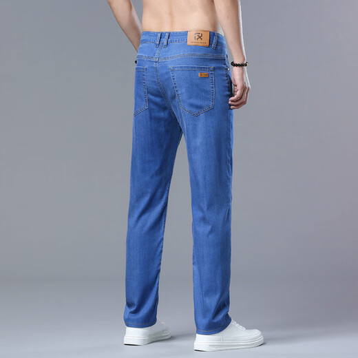 Ck Jeans Holle de la pierna recta de hombres Pantalones casuales de hombres 2025 Pantalones delgados de verano Alto 9902 Azul claro + 9902 Azul claro 28 dos pies uno
