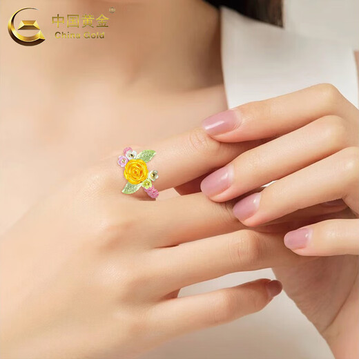 CHINA GOLD Flower Gold Ring Women's Pure Gold Rose Braided Ring Valentine's Day Birthday Gift for Girlfriend and Best Friend Rose Ring Pink Rope About 0.1g