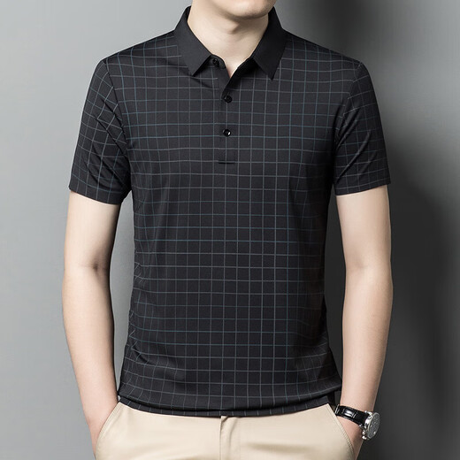 丨 Lilang 丨 T-shirt masculin masculin pour hommes à manches courtes nouvelles à manches intermédiaires et à la mode plaid à demi-manche.