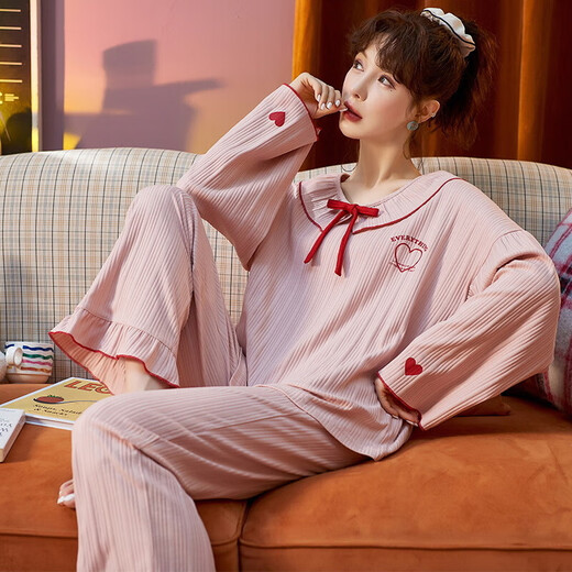 Pajamas for women's spring and autumn long-sleeved cotton set 2025 new student ins style autumn and winter loose home clothes J9923 L