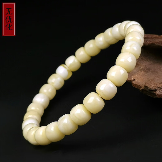 Hupai One thing, one picture, one certificate, natural beeswax bracelet for women, bone china, white wax, white flower wax bucket beads, flawless bracelet, 8.04g, 7.8*6.8mm