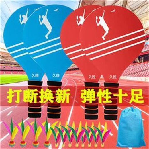 潮思汇1047加厚板羽球拍成人板球实木板羽拍球三毛球拍室内毽球拍 收藏加购极货 小球5个
