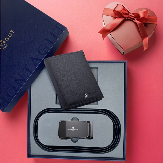 Meng Tejiao [Geburtstagsgeschenk Männer praktische Brieftasche Gürtel Geschenkbox Set] Leder -Herren echte Leder -Brieftasche Herren neuer Stil Geschenk für Ehemann