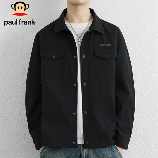 Paul Frank Jacket Men's Casual Checkerboard Jacket Men's Autumn Trendy Windproof Top Men's Black XL
