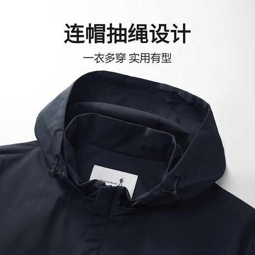 Dances with Wolves Silver Fox Velvet & Level 4 Waterproof Outdoor Wind Hooded Jacket Plus Velvet Warm Men's Jacket 101 Navy L