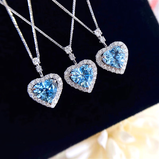 HEEKAIYI Heart of the Ocean Necklace Women's Aquamarine Luxury Jewelry Chinese Valentine's Day Birthday Gift for Wife and Girlfriend <One thing, one certificate>