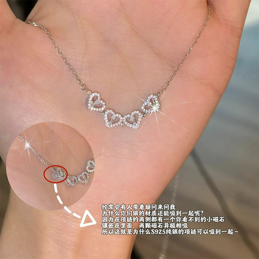 AIF love four-leaf clover sterling silver necklace women's light luxury high-end pendant Valentine's Day birthday gift for girlfriend and wife four-leaf clover love necklace + romantic rose gift box
