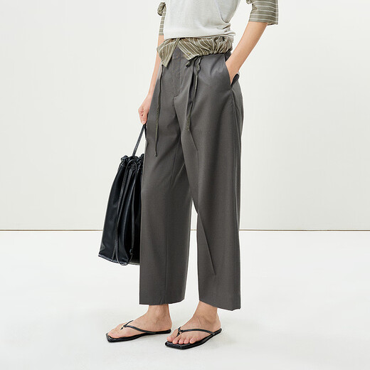 
LESS 2025 summer new straight cut trousers 2P4E13660 367 deep tea green L