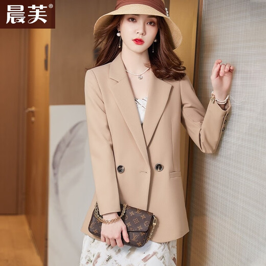 Chenfu Casual Anzug Jacke für Frauen Mode-Profi-Kleideranzug Temperament Slim Anzug Arbeitskleidung Top 6187 Einzelstück Aprikosenmantel 4xl empfohlen 140-150jin [Jin gleich 0,5 kg]