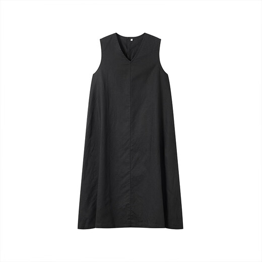 Muji Women's Cotton Chanvre Hobe sans manches Robe de femme Robe d'été Robe longue BCD91C5S Black L (165 / 88A)